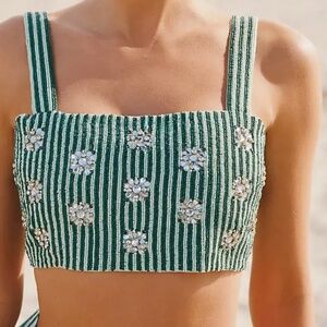 Celandine 'Fiona' Beaded Cami in Green (NWT)